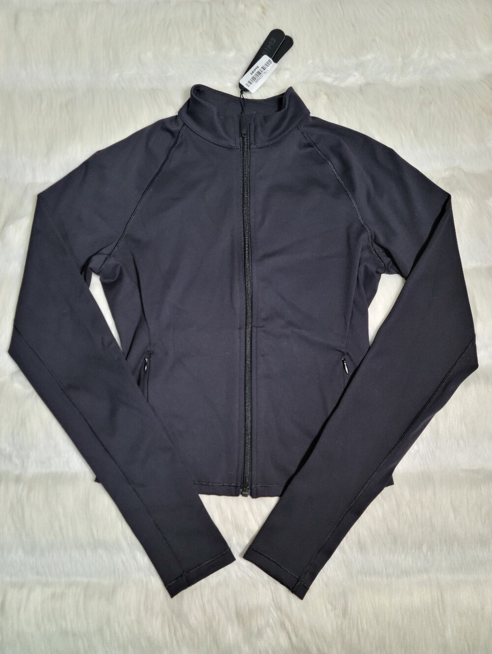 Nike SKIMS Matte Mock Neck Full Zip Jacket Black Obsidian Women Small NEW